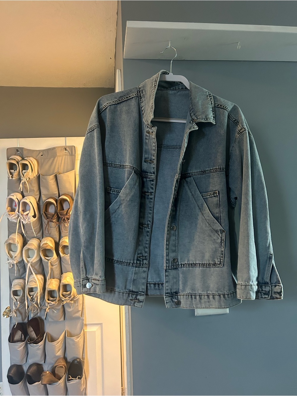 Casual Washed Denim Jacket - Blue